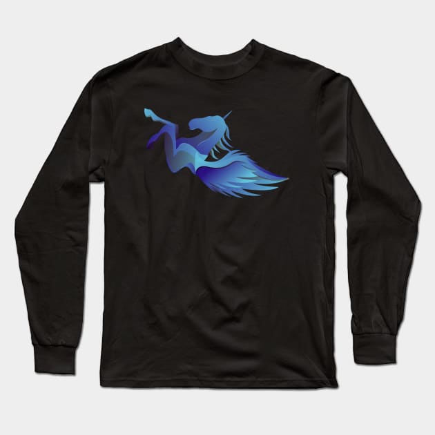 Blue Fire Horse Long Sleeve T-Shirt by Hahadza